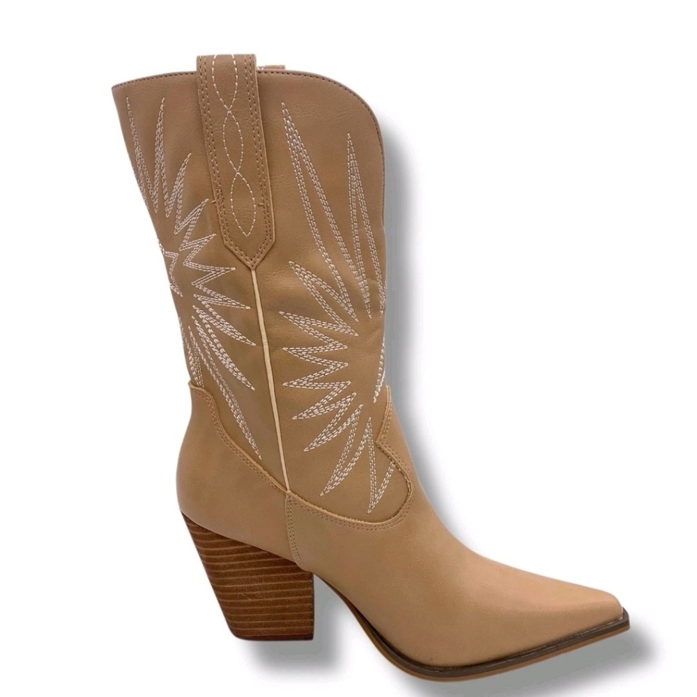 Oasis Society California Women’s Tan Beige Cowboy Boots Size 9 - Picture 5 of 9